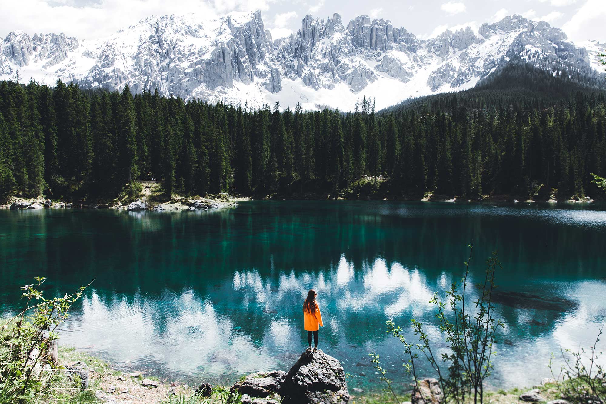 Paysage, lac, montagnes, enfant