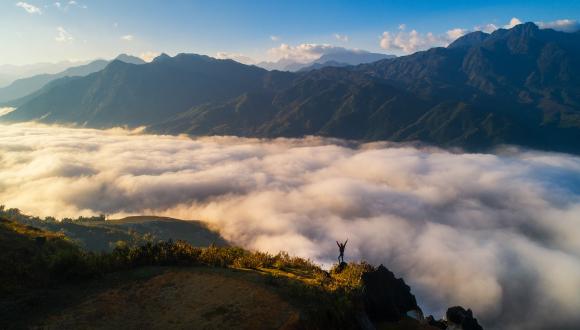 Paysage, montagnes, nuages